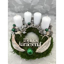 DIY ezüst-fehér moha adventi koszorú