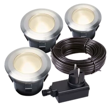 Garden Lights Larch szett 3 világítótest + kábel elosztó + transzformátor, rozsdamentes