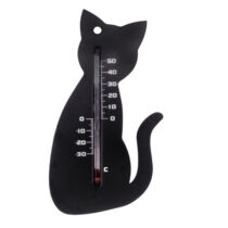 Hőmérő kültéri, műanyag,fekete cica forma15x9,5x0,3cm                                