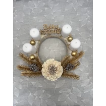 DIY arany-fehér szalma adventi koszorú