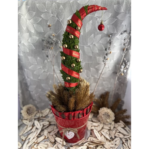 DIY Élő Grincsfa arany-piros kb. 60 cm magas