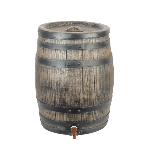 Esővízgyüjtő hordó, fa hatású, barna, 120l  H74 x Ø55 cm 