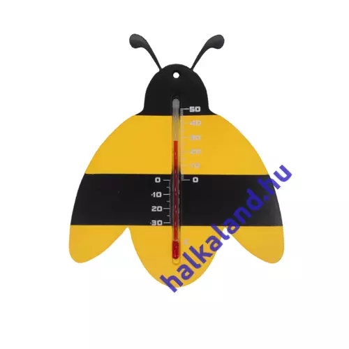 Hőmérő kültéri, műanyag,sárga/fekete méhecske forma15x12x0,3cm     